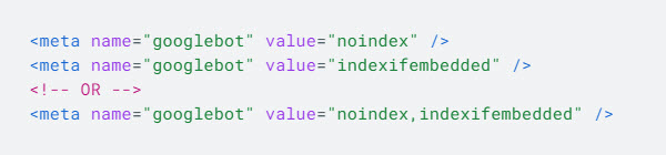 Use of indexifembedded tag with noindex tag