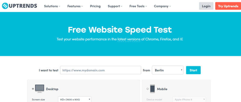 Uptrends Website Speed Test