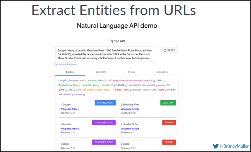 Extract Entities from URL using ML at Mozcon 2020